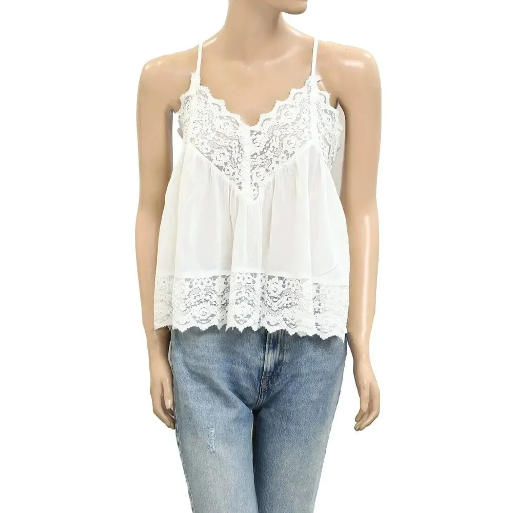 Intimately Free People Fiona Cami Blouse Top Tank Sleeveless Slip Lace M 289763
